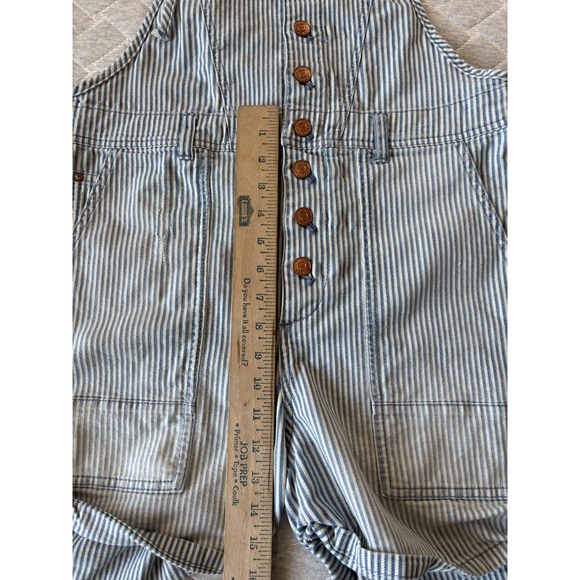 Pilcro Anthropologie Shortalls Womens‎ 30 Blue Railroad Stripe Button Front - Picture 10 of 11